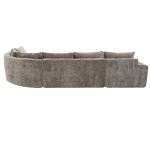 English Elm 140.5" U-shaped Chenille Cloud Sectional Modular Sofa Deep Seat Living Room Couch Brown N763S000120D