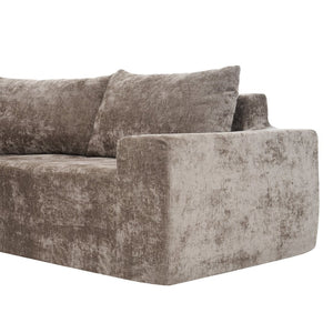 English Elm 140.5" U-shaped Chenille Cloud Sectional Modular Sofa Deep Seat Living Room Couch Brown N763S000120D
