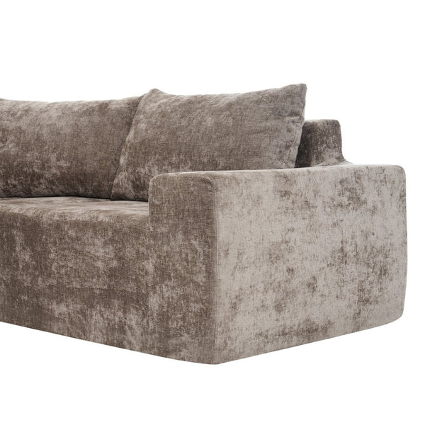 English Elm 140.5" U-shaped Chenille Cloud Sectional Modular Sofa Deep Seat Living Room Couch Brown N763S000120D
