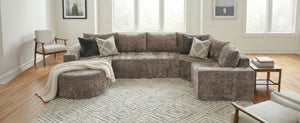 English Elm 140.5" U-shaped Chenille Cloud Sectional Modular Sofa Deep Seat Living Room Couch Brown N763S000120D