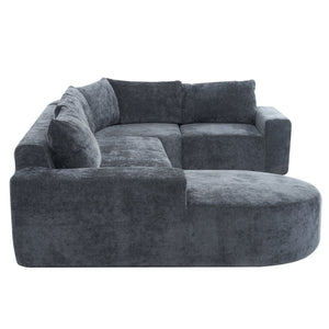 English Elm 140.5" U-shaped Chenille Cloud Sectional Modular Sofa Deep Seat Living Room Couch Grey N763S000120E