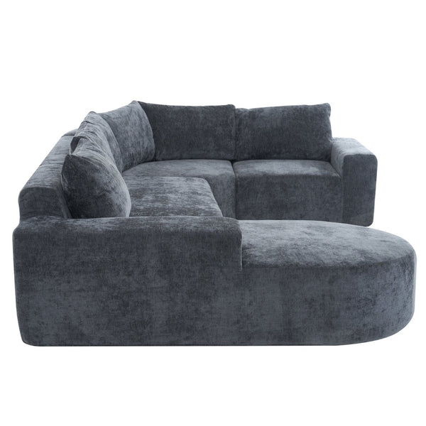 English Elm 140.5" U-shaped Chenille Cloud Sectional Modular Sofa Deep Seat Living Room Couch Grey N763S000120E