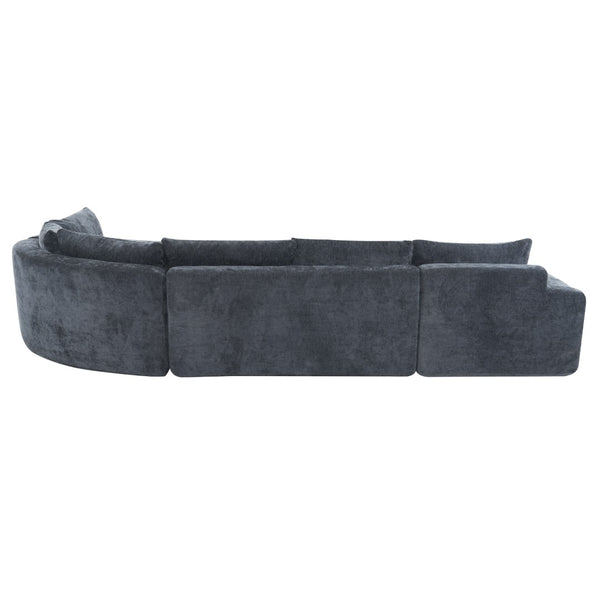 English Elm 140.5" U-shaped Chenille Cloud Sectional Modular Sofa Deep Seat Living Room Couch Grey N763S000120E