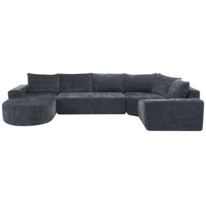 English Elm 140.5" U-shaped Chenille Cloud Sectional Modular Sofa Deep Seat Living Room Couch Grey N763S000120E