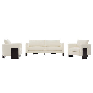 English Elm Cozy Chenille Sofa Set with Pocket Spring Cushions and Rubberwood Legs for Living Rooms N763S000130A