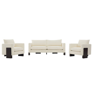 English Elm Cozy Chenille Sofa Set with Pocket Spring Cushions and Rubberwood Legs for Living Rooms N763S000130A
