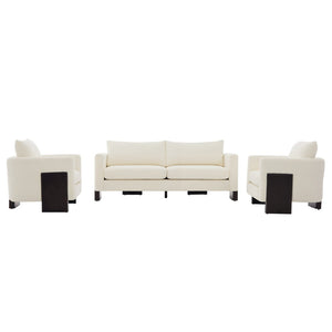 English Elm Cozy Chenille Sofa Set with Pocket Spring Cushions and Rubberwood Legs for Living Rooms N763S000130A