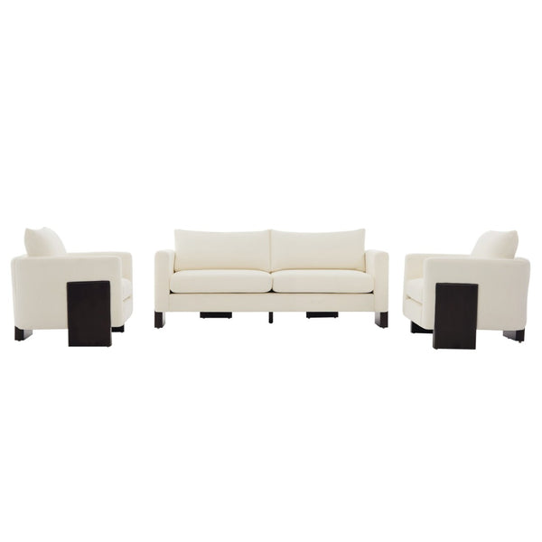 English Elm Cozy Chenille Sofa Set with Pocket Spring Cushions and Rubberwood Legs for Living Rooms N763S000130A
