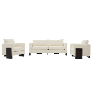English Elm Cozy Chenille Sofa Set with Pocket Spring Cushions and Rubberwood Legs for Living Rooms N763S000130A