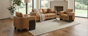 English Elm Cozy Three Piece Pu Fabric Sofa Set with Rubberwood Legs for Modern Living Spaces N763S000130D
