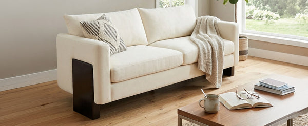 English Elm Modern Chenille Three-seat Sofa with Rubberwood Legs Pocket Spring Living Room N763S000131A