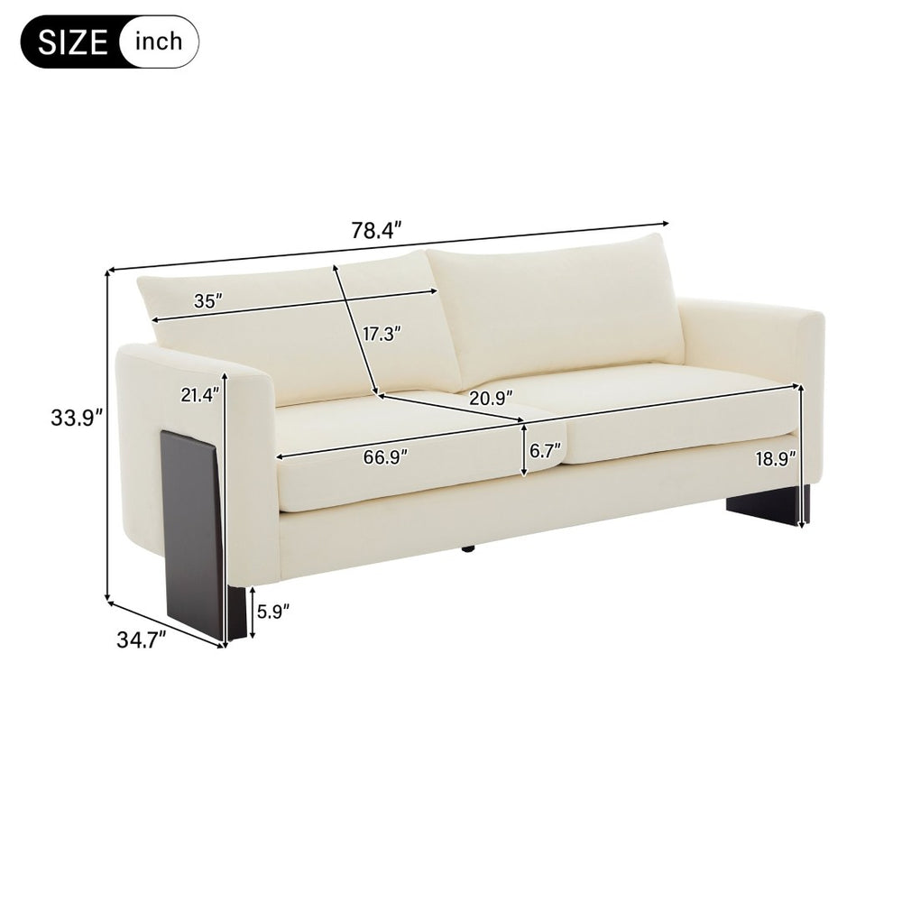 English Elm Modern Chenille Three-seat Sofa with Rubberwood Legs Pocket Spring Living Room N763S000131A