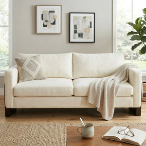 English Elm Modern Chenille Three-seat Sofa with Rubberwood Legs Pocket Spring Living Room N763S000131A