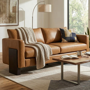 English Elm Modern 3-seater Sofa with Rubberwood Legs Pu Upholstery and Pocket Spring Support N763S000131D