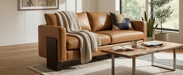 English Elm Modern 3-seater Sofa with Rubberwood Legs Pu Upholstery and Pocket Spring Support N763S000131D
