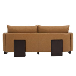 English Elm Modern 3-seater Sofa with Rubberwood Legs Pu Upholstery and Pocket Spring Support N763S000131D