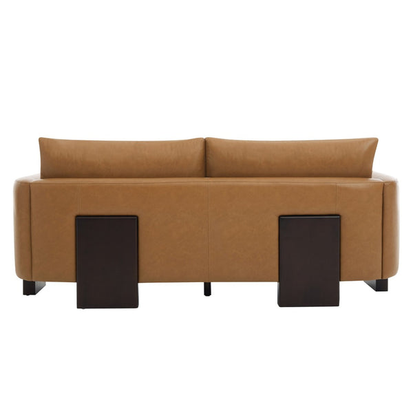 English Elm Modern 3-seater Sofa with Rubberwood Legs Pu Upholstery and Pocket Spring Support N763S000131D