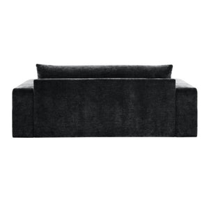 English Elm Chenille Upholstered Three Seat Sofa with Deep Cushions Wide Armrests Living Room Black N763S000140B