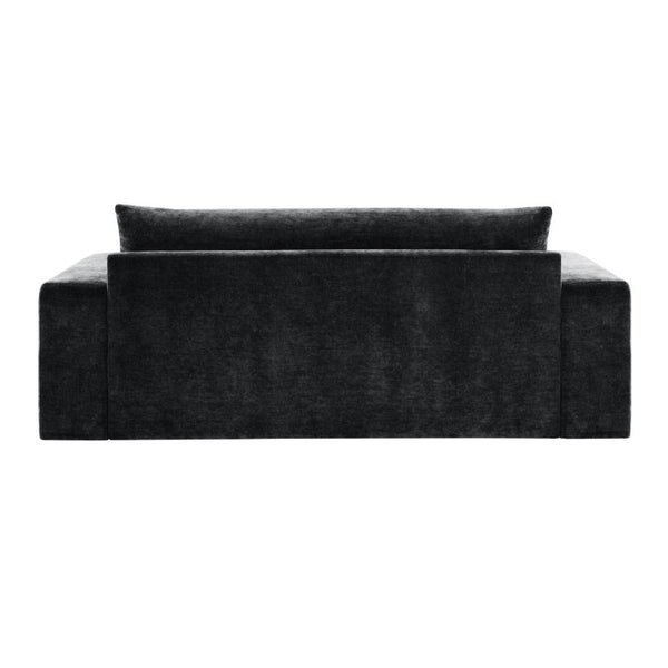 English Elm Chenille Upholstered Three Seat Sofa with Deep Cushions Wide Armrests Living Room Black N763S000140B