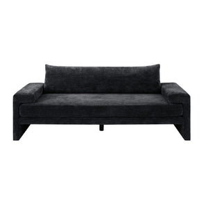 English Elm Chenille Upholstered Three Seat Sofa with Deep Cushions Wide Armrests Living Room Black N763S000140B