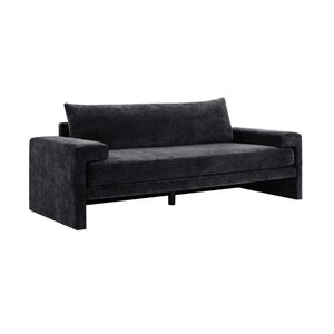 English Elm Chenille Upholstered Three Seat Sofa with Deep Cushions Wide Armrests Living Room Black N763S000140B