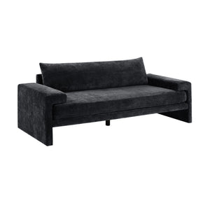 English Elm Chenille Upholstered Three Seat Sofa with Deep Cushions Wide Armrests Living Room Black N763S000140B