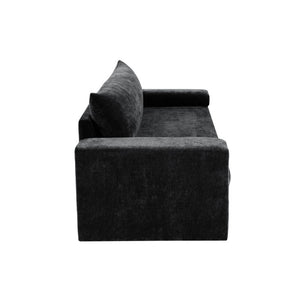 English Elm Chenille Upholstered Three Seat Sofa with Deep Cushions Wide Armrests Living Room Black N763S000140B