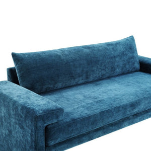 English Elm Chenille Upholstered Three Seat Sofa with Deep Cushions Wide Armrests Living Room Blue N763S000140C