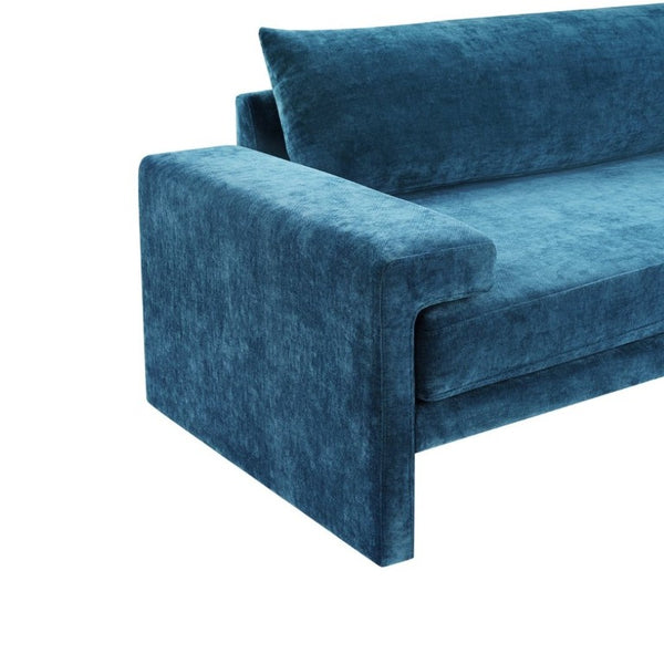 English Elm Chenille Upholstered Three Seat Sofa with Deep Cushions Wide Armrests Living Room Blue N763S000140C