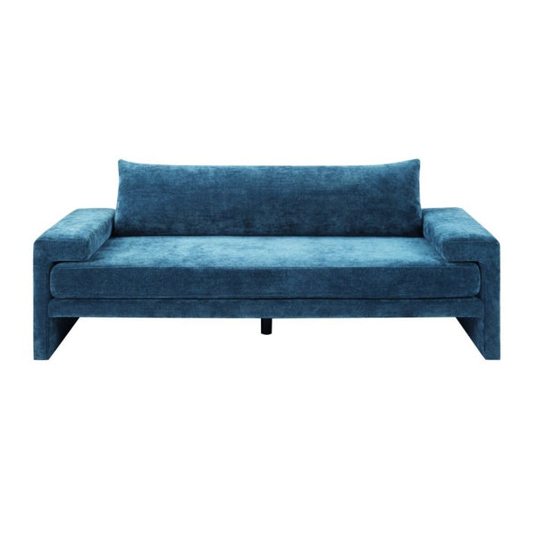 English Elm Chenille Upholstered Three Seat Sofa with Deep Cushions Wide Armrests Living Room Blue N763S000140C