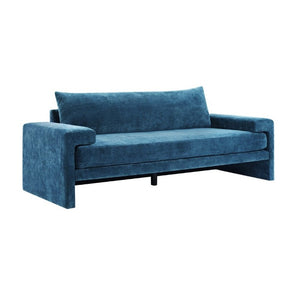 English Elm Chenille Upholstered Three Seat Sofa with Deep Cushions Wide Armrests Living Room Blue N763S000140C