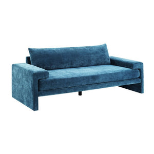 English Elm Chenille Upholstered Three Seat Sofa with Deep Cushions Wide Armrests Living Room Blue N763S000140C