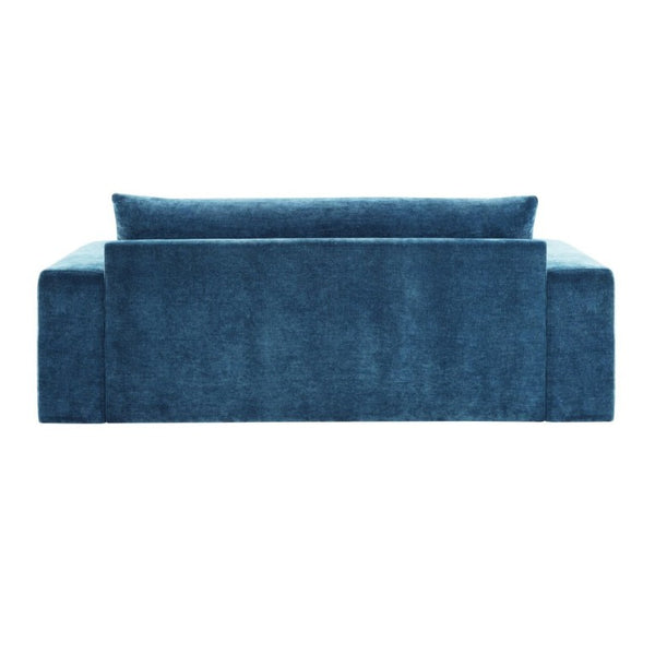 English Elm Chenille Upholstered Three Seat Sofa with Deep Cushions Wide Armrests Living Room Blue N763S000140C