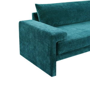 English Elm Chenille Upholstered Three Seat Sofa with Deep Cushions Wide Armrests Living Room Green N763S000140F