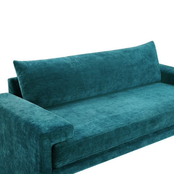 English Elm Chenille Upholstered Three Seat Sofa with Deep Cushions Wide Armrests Living Room Green N763S000140F