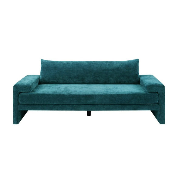 English Elm Chenille Upholstered Three Seat Sofa with Deep Cushions Wide Armrests Living Room Green N763S000140F