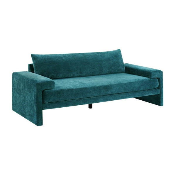English Elm Chenille Upholstered Three Seat Sofa with Deep Cushions Wide Armrests Living Room Green N763S000140F