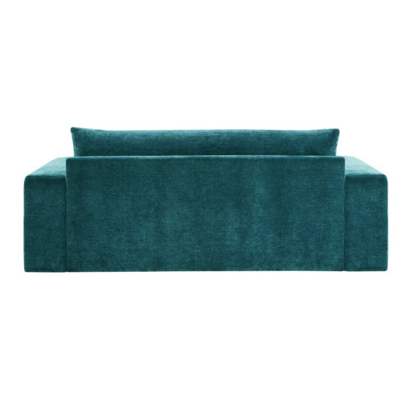 English Elm Chenille Upholstered Three Seat Sofa with Deep Cushions Wide Armrests Living Room Green N763S000140F