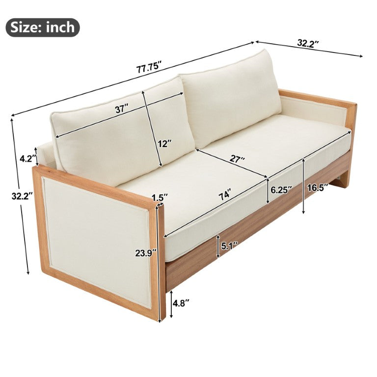 English Elm Modern Three Seater Chenille Sofa with Rubberwood Legs for Contemporary Living Rooms Beige N763S000170A