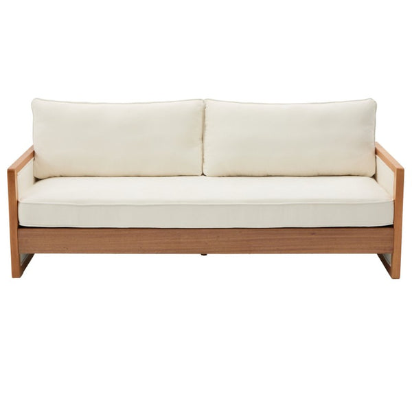 English Elm Modern Three Seater Chenille Sofa with Rubberwood Legs for Contemporary Living Rooms Beige N763S000170A