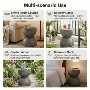 English Elm 19.29H Modern Round MGO Side Table Faux Marble Finish Cutout Sculptural Outdoor Indoor Grey 14.49 x 14.49 x 16.54 inches N765P412502G