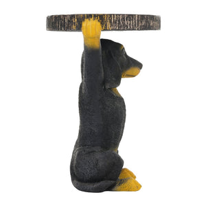 English Elm 22.17"h Mgo Hand Painted Dog Sculpture Pedestal Side Table for Indoor Outdoor Use N765P412507B