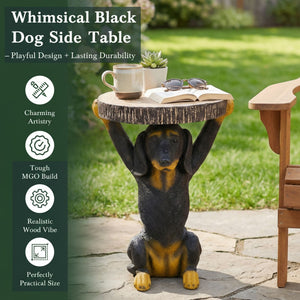 English Elm 22.17"h Mgo Hand Painted Dog Sculpture Pedestal Side Table for Indoor Outdoor Use N765P412507B