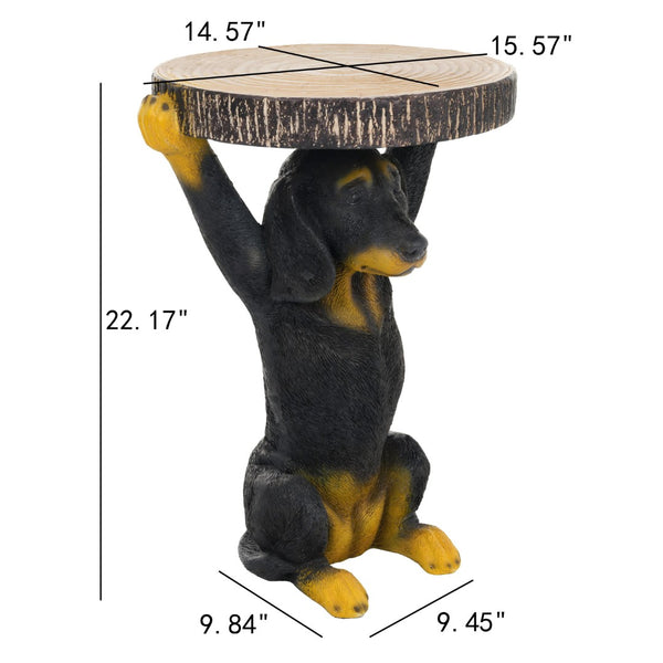 English Elm 22.17"h Mgo Hand Painted Dog Sculpture Pedestal Side Table for Indoor Outdoor Use N765P412507B