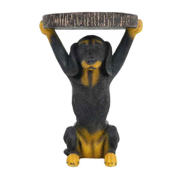 English Elm 22.17"h Mgo Hand Painted Dog Sculpture Pedestal Side Table for Indoor Outdoor Use N765P412507B