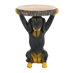 English Elm 22.17"h Mgo Hand Painted Dog Sculpture Pedestal Side Table for Indoor Outdoor Use N765P412507B