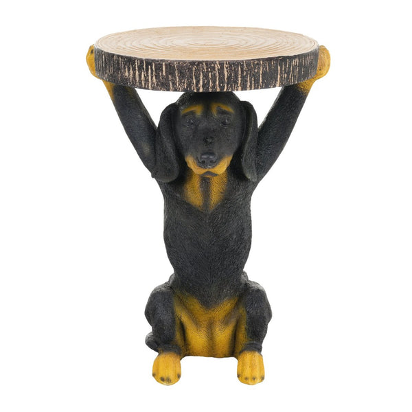 English Elm 22.17"h Mgo Hand Painted Dog Sculpture Pedestal Side Table for Indoor Outdoor Use N765P412507B