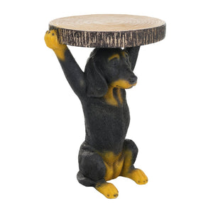 English Elm 22.17"h Mgo Hand Painted Dog Sculpture Pedestal Side Table for Indoor Outdoor Use N765P412507B