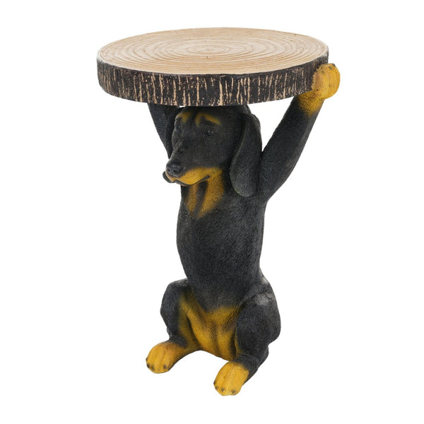 English Elm 22.17"h Mgo Hand Painted Dog Sculpture Pedestal Side Table for Indoor Outdoor Use N765P412507B