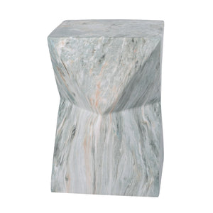 English Elm 18.5H Geometric MGO Accent Table Sculptural Hourglass Design for Indoor Outdoor Living Green Marble N765P415936N